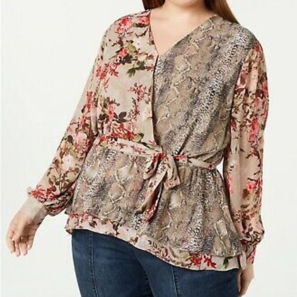 INC Faux Wrap Printed Top 1X - Picture 5 of 5